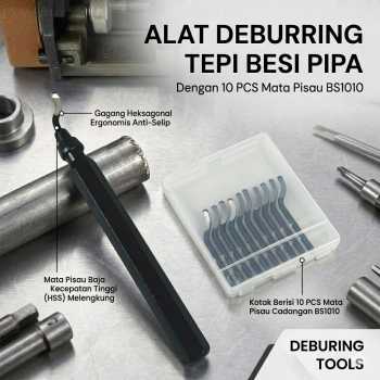Gambar produk NUODA Alat Deburring Tepi Besi Pipa with 10 PCS BS1010 Blade Scrapper - RB1000