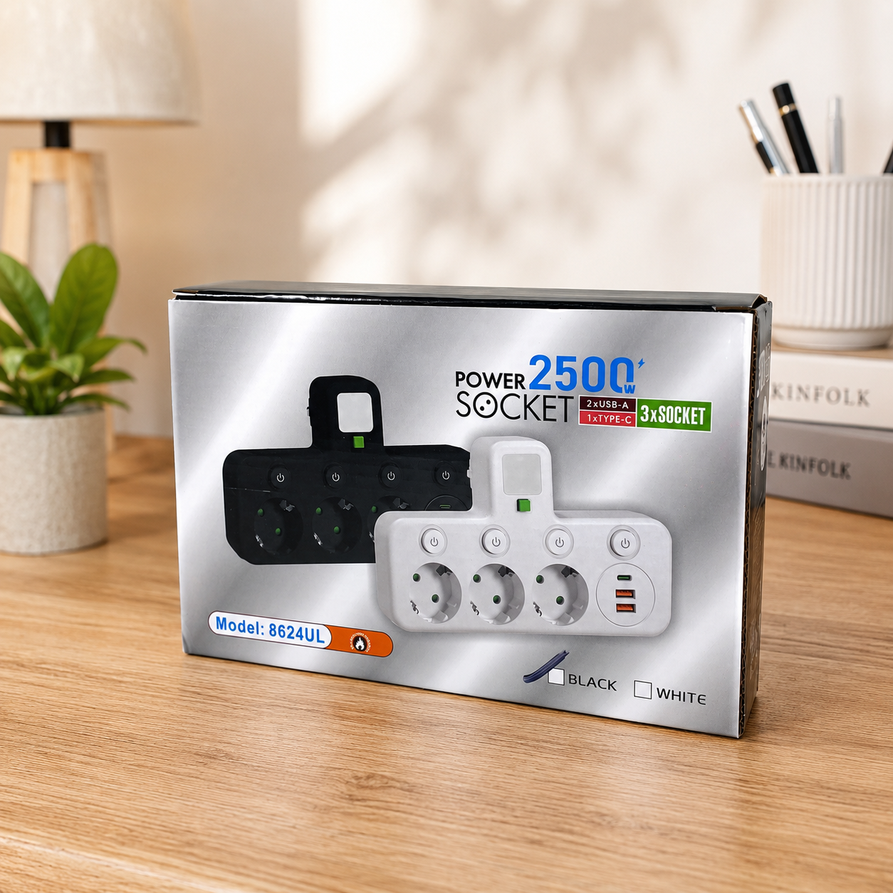 Taffware Stop Kontak LED Light USB Type C EU Plug 10A 250V 2500W 3 Soket - EU-8624UL / EU-8625UL Gambar produk Taffware Stop Kontak LED Light USB Type C EU Plug 10A 250V 2500W 3 Soket - EU-8624UL / EU-8625UL - Kemasan