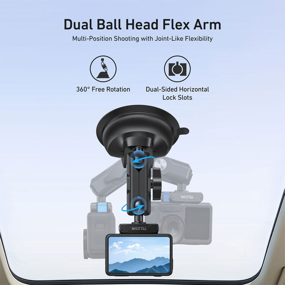 TELESIN Suction Cup Car Holder Action Camera for DJI Osmo Action 3/4/5 - S3-SUS-05-TDJ Gambar produk TELESIN Suction Cup Car Holder Action Camera for DJI Osmo Action 3/4/5 - S3-SUS-05-TDJ - 4