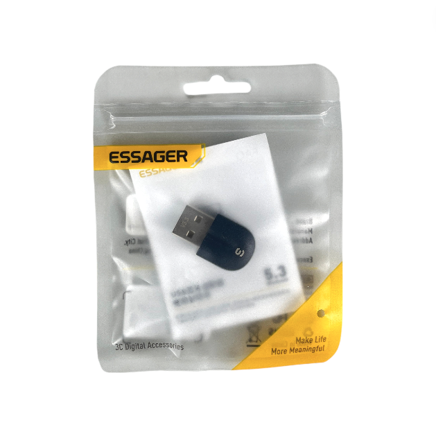 ESSAGER Bluetooth Receiver Adapter 5.3 USB Dongle Low Latency - EBT53-BH01-P Gambar produk ESSAGER Bluetooth Receiver Adapter 5.3 USB Dongle Low Latency - EBT53-BH01-P - Kemasan