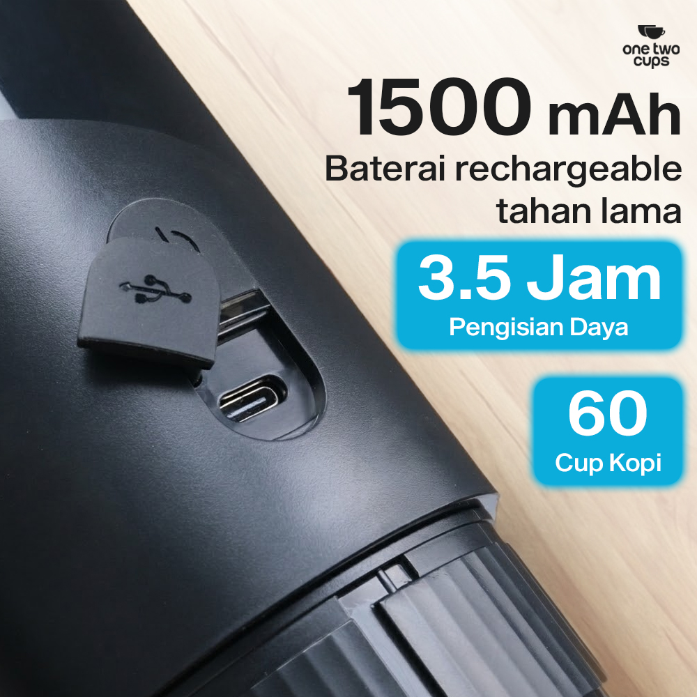 One Two Cups Portable Coffee Maker 2in1 20 Bar 1500mAh for Nespresso - HS9440-1S Gambar produk One Two Cups Portable Coffee Maker 2in1 20 Bar 1500mAh for Nespresso - HS9440-1S - 5