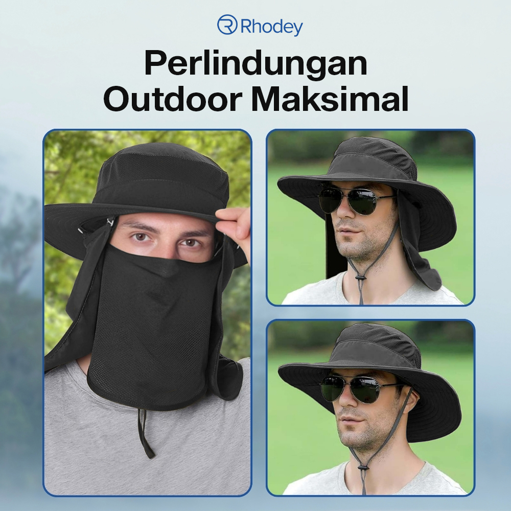 Rhodey Topi Rimba Outdoor Anti UV Waterproof Boonie Hat Nylon - AFS5 Gambar produk Rhodey Topi Rimba Outdoor Anti UV Waterproof Boonie Hat Nylon - AFS5 - 3