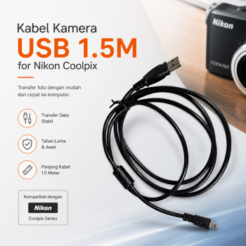 Gambar produk Kabel Kamera USB Cable Camera to PC for Nikon Coolpix 1.5 M - UC-E6