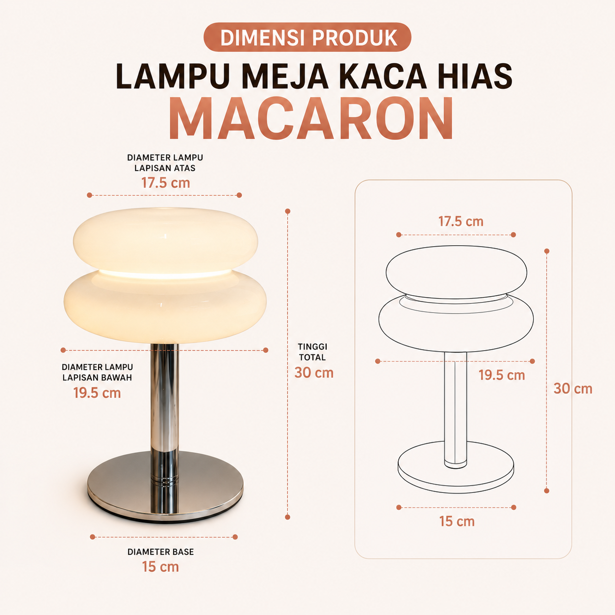 Gambar produk LAMTA Lampu Meja Kaca Hias Macaron LED 12W Tri Color Dimmable - 7