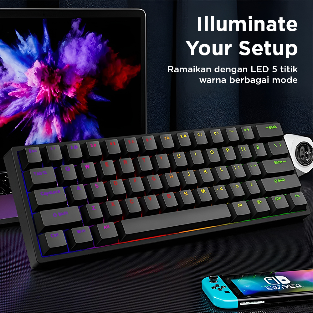 Y-FRUITFUL Mechanical Keyboard Gaming Wired Blue Switch 61 Keys - K33 Gambar produk Y-FRUITFUL Mechanical Keyboard Gaming Wired Blue Switch 61 Keys - K33 - 6