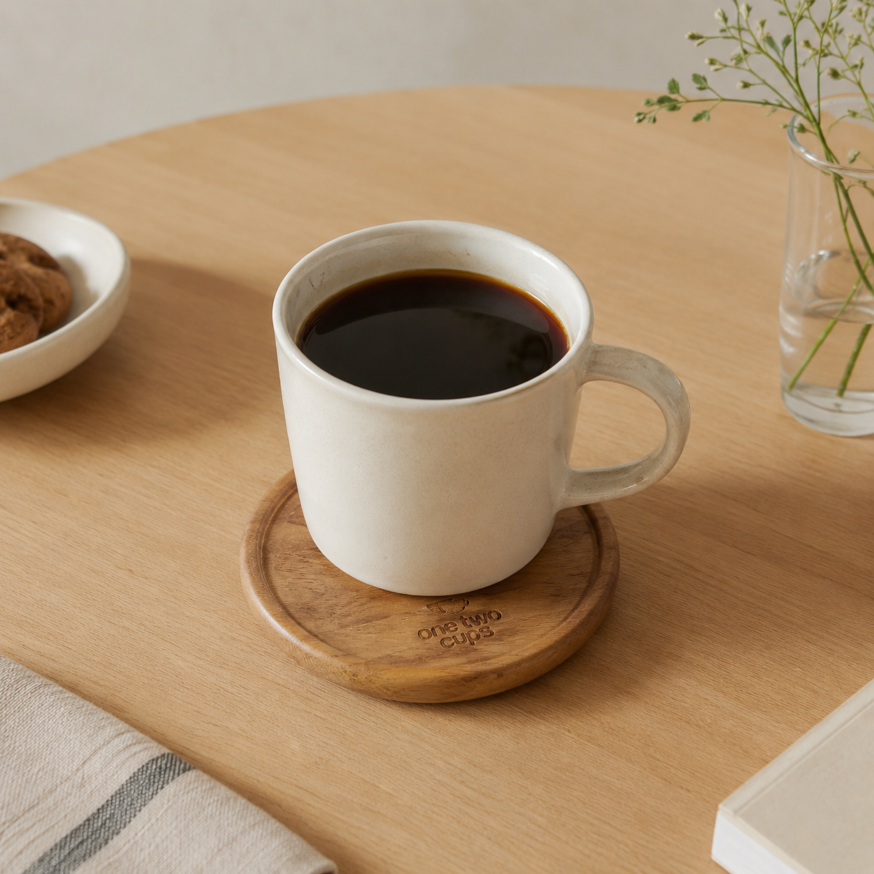One Two Cups Coaster Kayu Tatakan Gelas Kopi Wood Holder - EQF310 Gambar produk One Two Cups Coaster Kayu Tatakan Gelas Kopi Wood Holder - EQF310 - 3