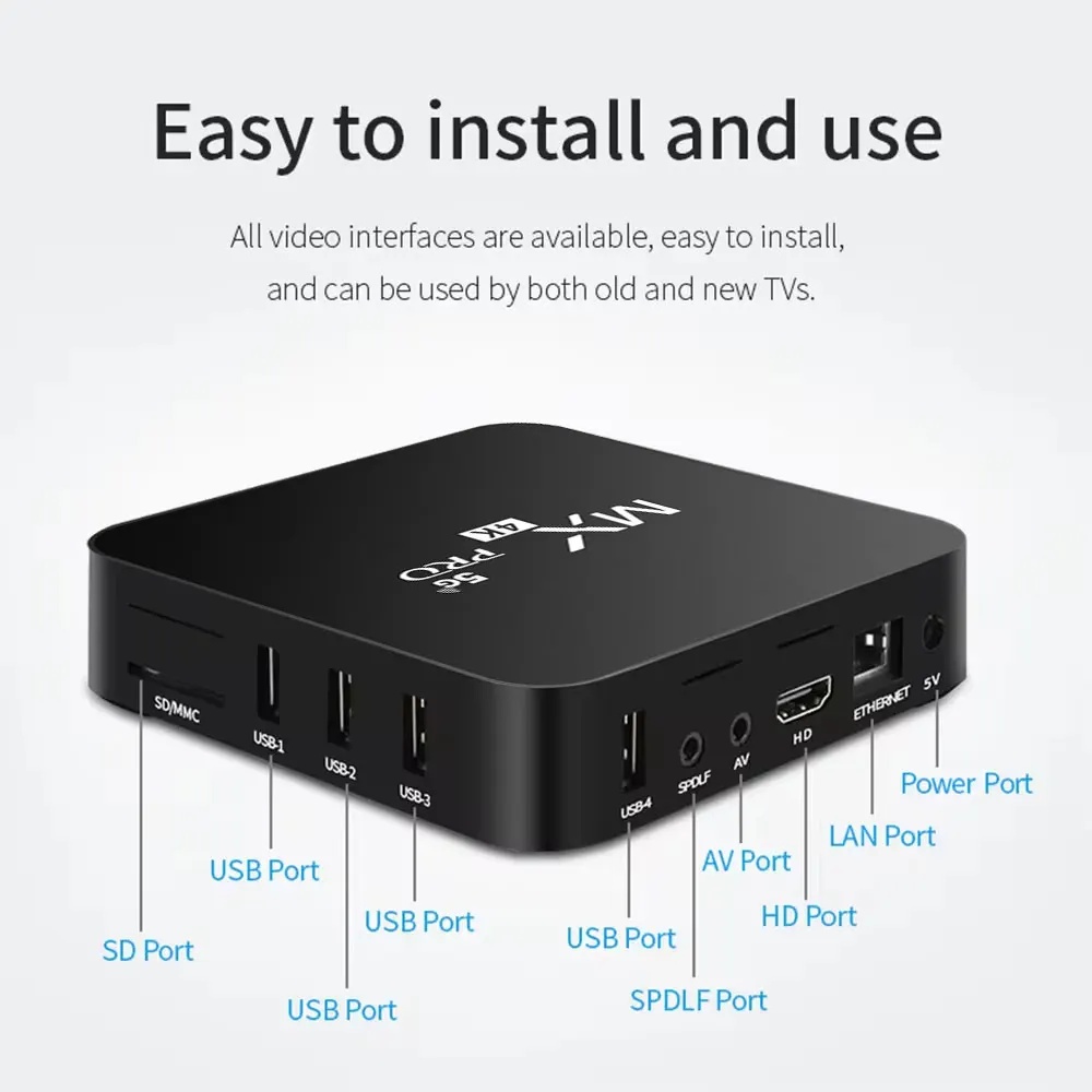 MX-PRO Set Top Box Android TV 4K 5G Dual WiFi Quad Core 1GB 8GB - X90 Gambar produk MX-PRO Set Top Box Android TV 4K 5G Dual WiFi Quad Core 1GB 8GB - X90 - 6