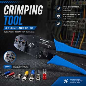 Taffware Tang Crimping Tool Insulation Crimper 0.5-6mm2 AWG22-10 - HS-30J