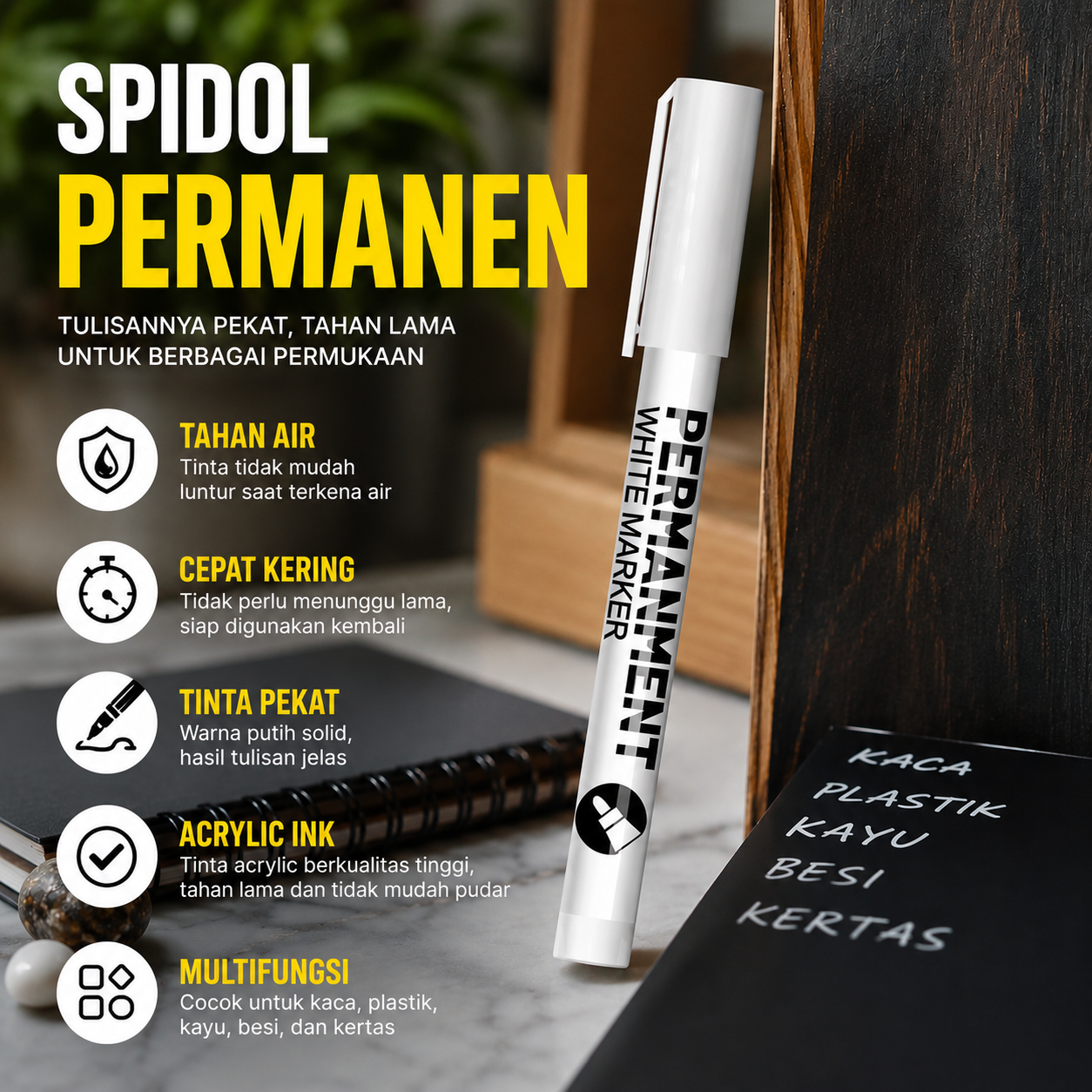 Flysea Spidol Permanen Akrilik Waterproof Quick Dry Marker 1 PCS - LS-9601 Gambar produk Flysea Spidol Permanen Akrilik Waterproof Quick Dry Marker 1 PCS - LS-9601 - Utama
