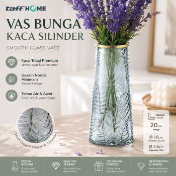 TaffHOME Vas Bunga Dekorasi Interior Kaca Motif Tulang Daun - YF963