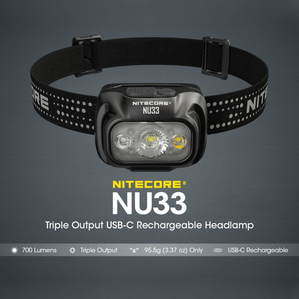 NITECORE Headlamp LED Senter Kepala Triple Output IP66 2000mAh 700lm - NU33 Gambar produk NITECORE Headlamp LED Senter Kepala Triple Output IP66 2000mAh 700lm - NU33 - Utama