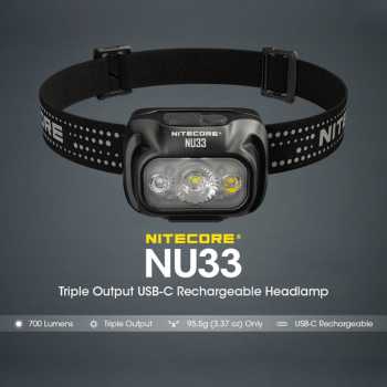 NITECORE Headlamp LED Senter Kepala Triple Output IP66 2000mAh 700lm - NU33