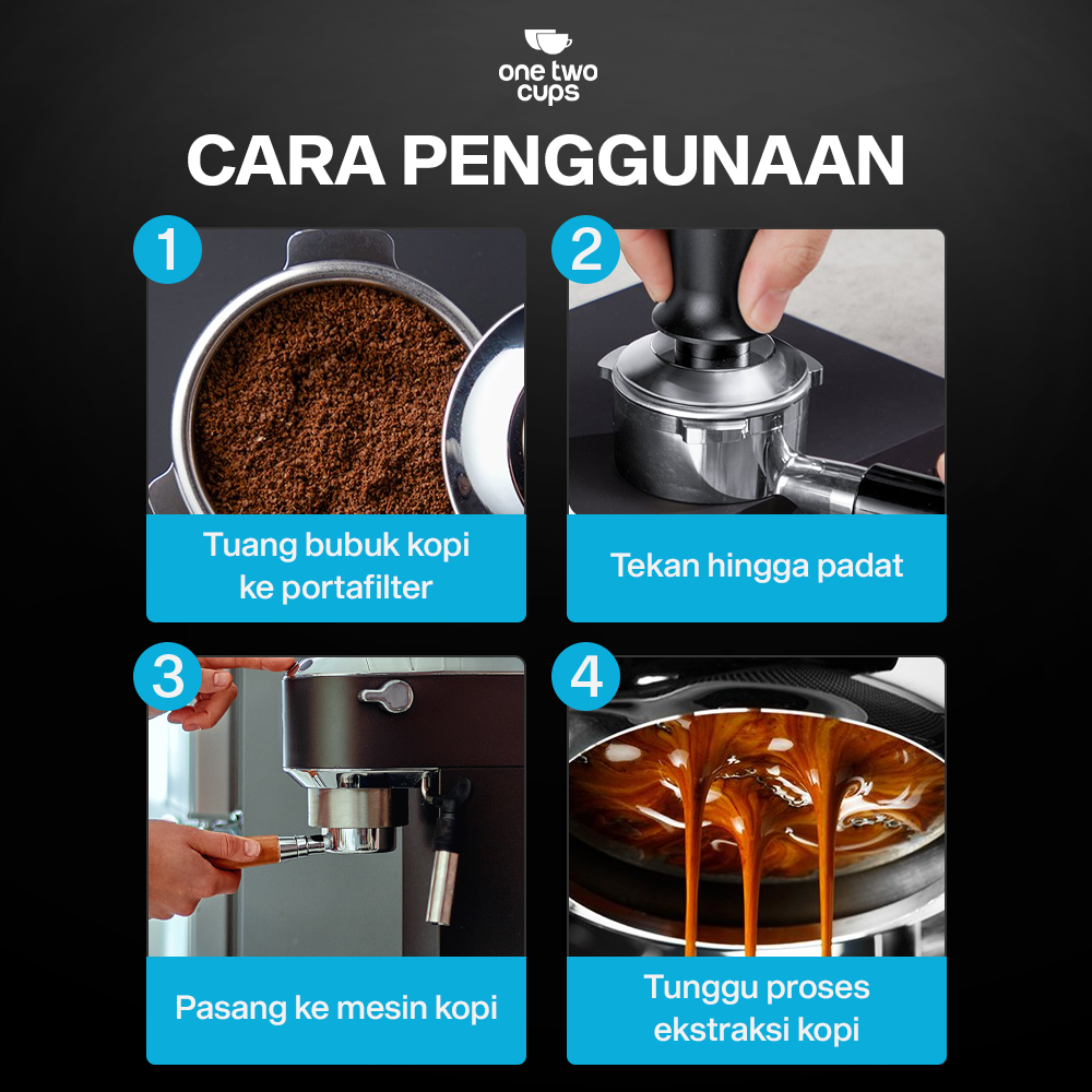One Two Cups Tamper Kopi Espresso Barista Threaded Base Stainless 304 58mm - JN-24 Gambar produk One Two Cups Tamper Kopi Espresso Barista Threaded Base Stainless 304 58mm - JN-24 - 6