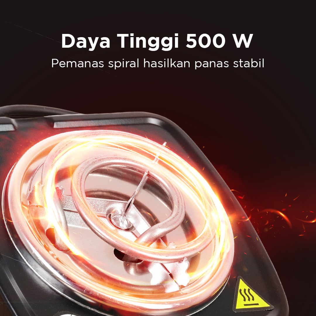 TaffHOME Kompor Listrik 1 Tungku Mini Portable Coil Hot Plate 500W - WY-03B Gambar produk TaffHOME Kompor Listrik 1 Tungku Mini Portable Coil Hot Plate 500W - WY-03B - 3