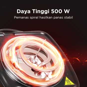 Gambar produk TaffHOME Kompor Listrik 1 Tungku Mini Portable Coil Hot Plate 500W - WY-03B - 3