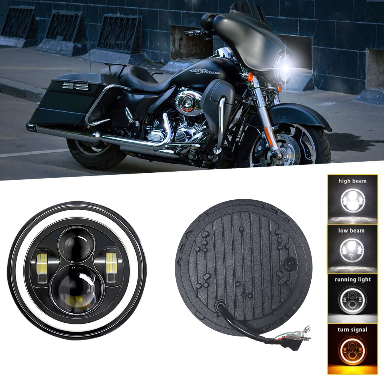 PARTOL Lampu Depan Mobil Motor Headlamp Cool White 7 Inch 60W 12V 1PCS - PR12 Gambar produk PARTOL Lampu Depan Mobil Motor Headlamp Cool White 7 Inch 60W 12V 1PCS - PR12 - 1