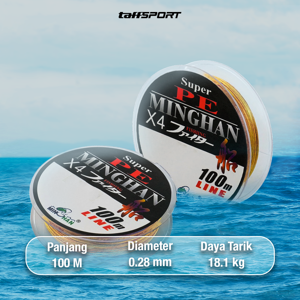 Gambar produk TaffSPORT MINGHAN Senar Benang Tali Pancing Super PE Braided Line 100M 3.0 - X4 - 5