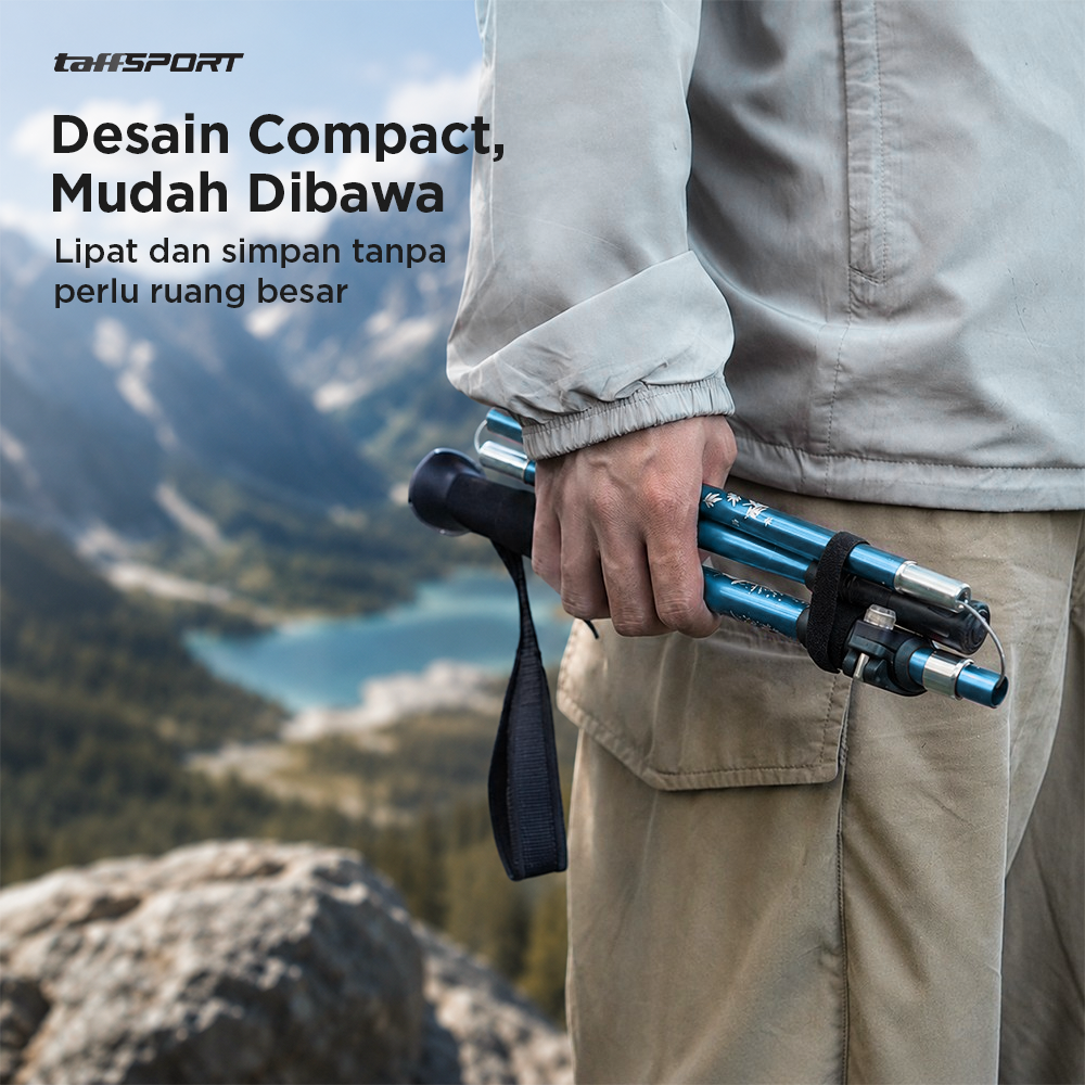 TaffSPORT Tongkat Hiking Lipat Trekking Pole Aluminium Alloy 130cm - TF13 Gambar produk TaffSPORT Tongkat Hiking Lipat Trekking Pole Aluminium Alloy 130cm - TF13 - 4