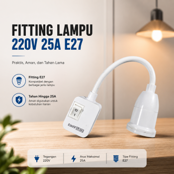 TaffLED Fitting Lampu Bohlam LED EU Plug 220V 25A E27 with Switch - HF-666