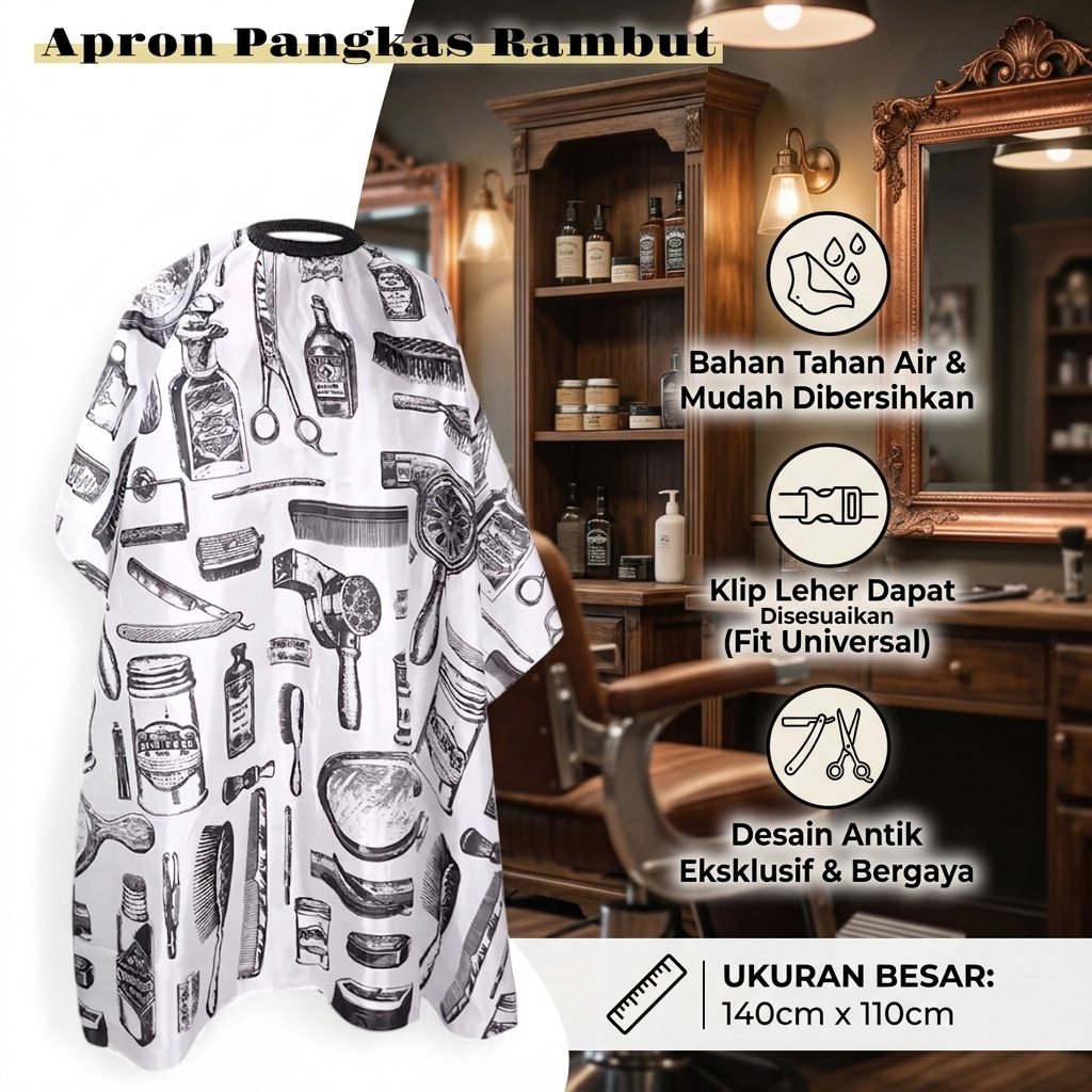 Biutte.co Jubah Apron Pangkas Rambut Salon Barbershop Cape - FM-11M Gambar produk Biutte.co Jubah Apron Pangkas Rambut Salon Barbershop Cape - FM-11M - Utama