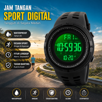 Piaoma Jam Tangan Digital Pria Sport Waterproof Pixerglass 50mm - 2380