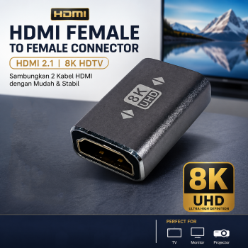 Nepy Konektor HDMI Female to Female Connector 2.1 8K HDTV Aluminium - NP-210