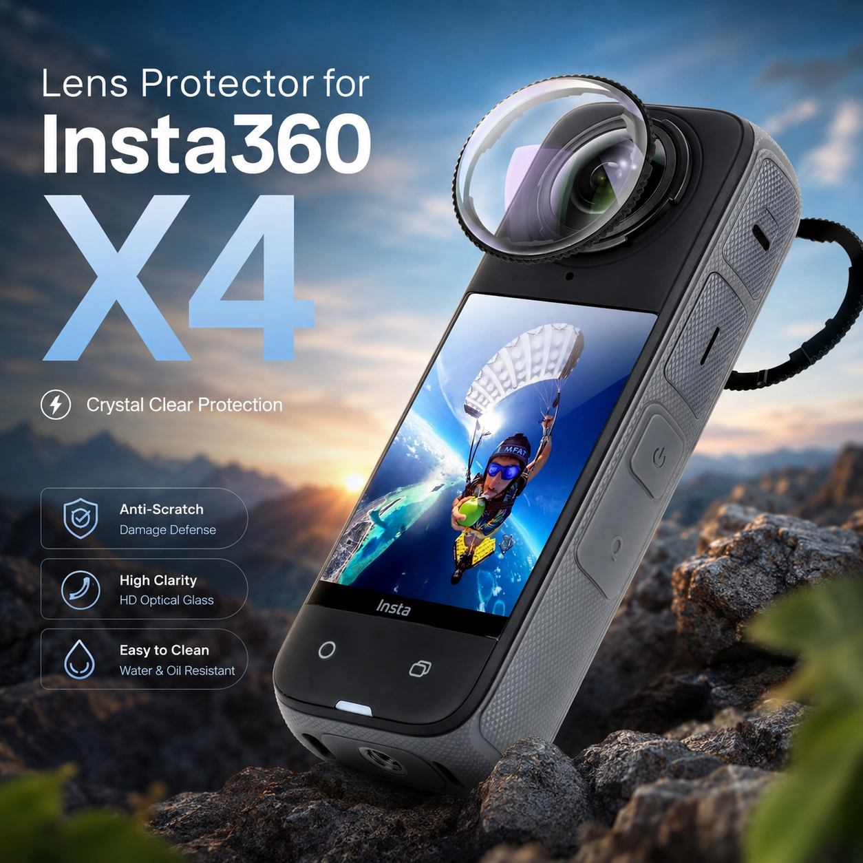 Action Pro Pelindung Lensa Lens Protector for Insta360 X4 Action Cam Tempered Glass - 49BJS Gambar produk Action Pro Pelindung Lensa Lens Protector for Insta360 X4 Action Cam Tempered Glass - 49BJS - Utama