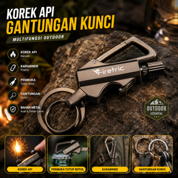Gambar produk Firetric Korek Api Gantungan Kunci Flint Starter Carabiner - BCK2-666