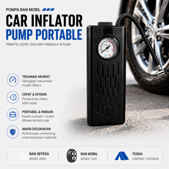 Gambar produk SEKINEW Pompa Ban Mobil Elektrik Car Inflator Pump Portable 1200mAh - GZ000066