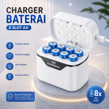 Doublepow Charger Baterai 8 Slot AA Ni-MH Ni-CD Li-Ion with LED - DP-H58
