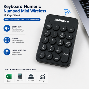 Taffware Keyboard Numeric Numpad Mini 2.4GHz Silent 19 Keys - Q9