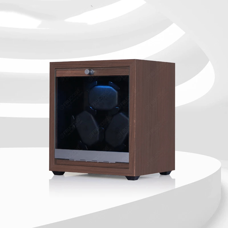 FRUCASE Watch Winder Wood LED Pemutar Jam Tangan Otomatis 3 Slot - SKW167 Gambar produk FRUCASE Watch Winder Wood LED Pemutar Jam Tangan Otomatis 3 Slot - SKW167 - 2