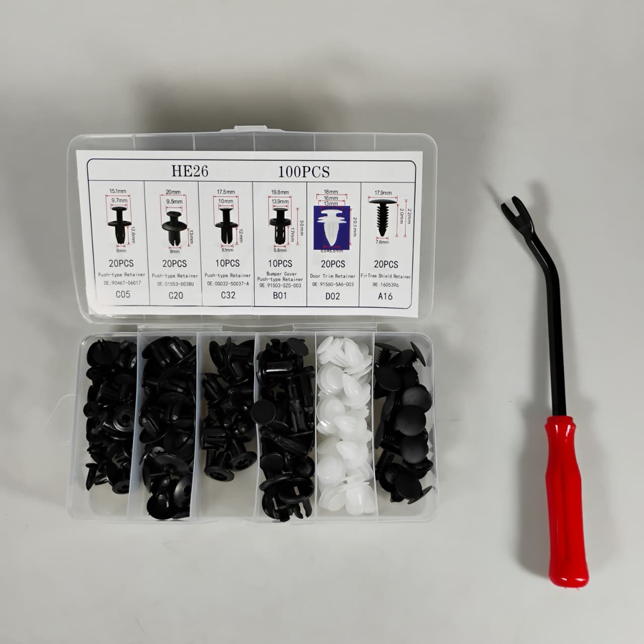 OTOHEROES Kancing Klip Mobil Baut Rivet Trim Retainer Clip 100 PCS - HE26 Gambar produk OTOHEROES Kancing Klip Mobil Baut Rivet Trim Retainer Clip 100 PCS - HE26 - 6