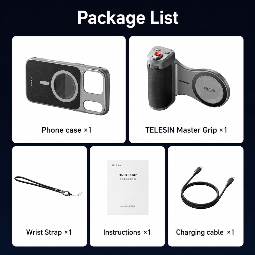 Gambar produk TELESIN Master Grip MagSafe for iPhone 17 Pro Max with Phone Case - P5-MCS-23-TIP - 8