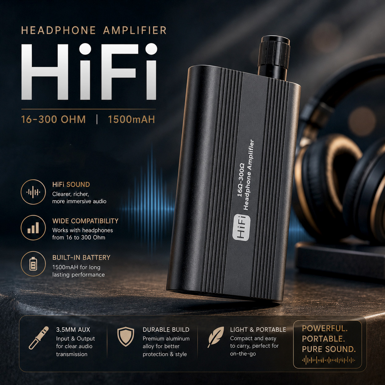 OOTDTY Portable Headphone Amplifier HiFi 16-300 Ohm - D3CS Gambar produk OOTDTY Portable Headphone Amplifier HiFi 16-300 Ohm - D3CS - Utama