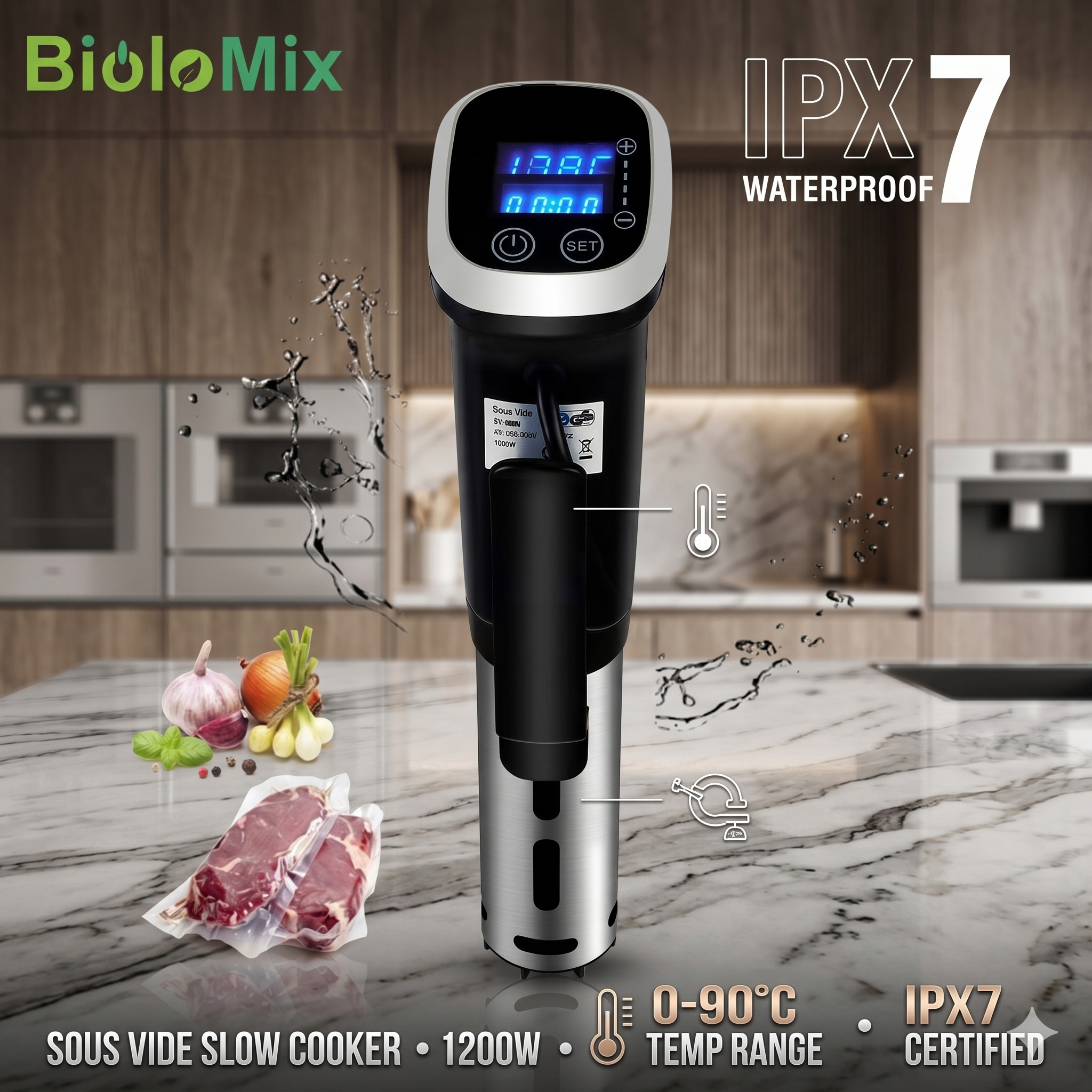 BioloMix Sous Vide Vacuum Heater Slow Food Cooker 1200W - SV-8008 Gambar produk BioloMix Sous Vide Vacuum Heater Slow Food Cooker 1200W - SV-8008 - Utama