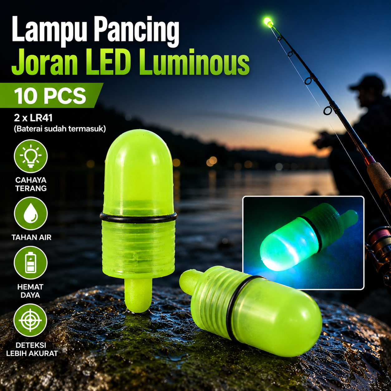 Gmarty Lampu Pancing Joran LED Luminous Waterproof 10 PCS - Q0142 Gambar produk Gmarty Lampu Pancing Joran LED Luminous Waterproof 10 PCS - Q0142 - Utama