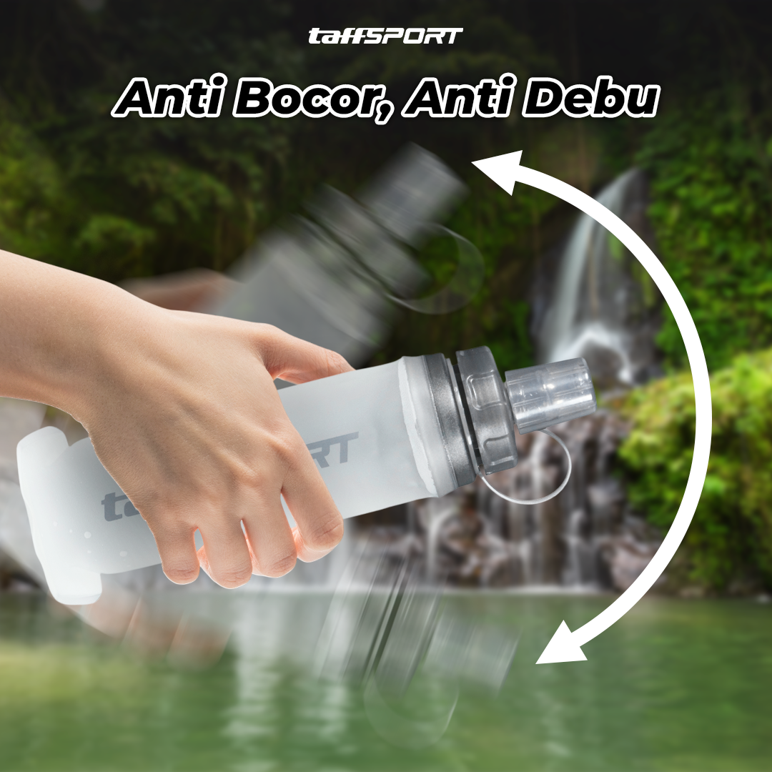 TaffSPORT Botol Minum Lipat Soft Flask Foldable Water Bottle TPU 350ml - TF-60 Gambar produk TaffSPORT Botol Minum Lipat Soft Flask Foldable Water Bottle TPU 350ml - TF-60 - 4