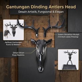 Gambar produk Gantungan Dinding Tempel Perekat Model Antlers Head - MU03