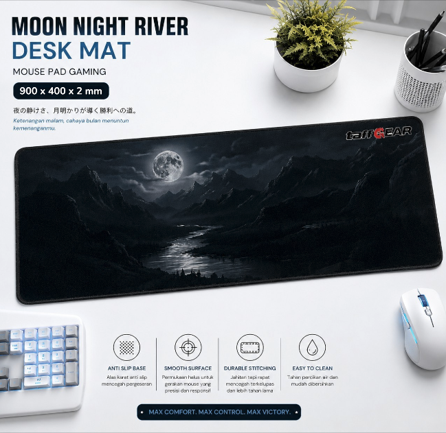 TaffGEAR Mouse Pad Gaming Moon Night River Desk Mat 900x400x2mm - YL-505 Gambar produk TaffGEAR Mouse Pad Gaming Moon Night River Desk Mat 900x400x2mm - YL-505 - Utama