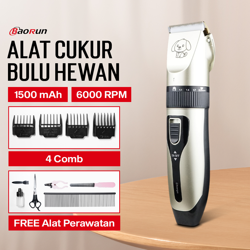 BaoRun Alat Cukur Bulu Hewan Anjing Kucing 4 Comb 1500mAh 20W 3.7V - C6 Gambar produk BaoRun Alat Cukur Bulu Hewan Anjing Kucing 4 Comb 1500mAh 20W 3.7V - C6 - Utama