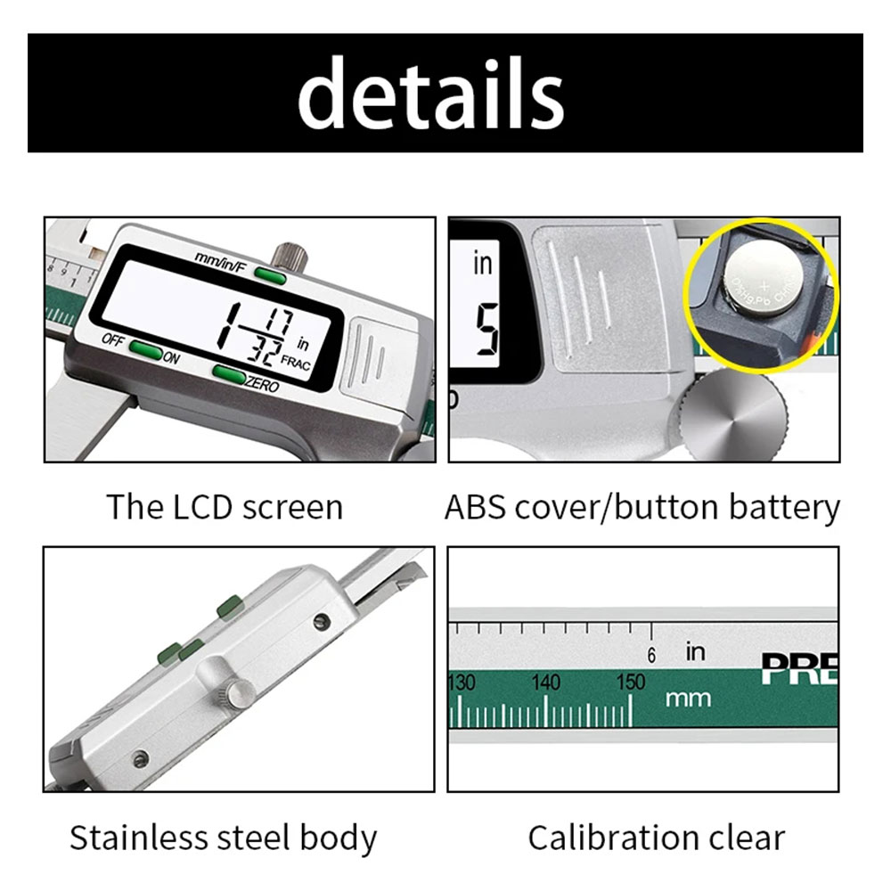 Douself Digital Caliper Jangka Sorong LCD Waterproof 0-150mm - ET50 Gambar produk Douself Digital Caliper Jangka Sorong LCD Waterproof 0-150mm - ET50 - 5
