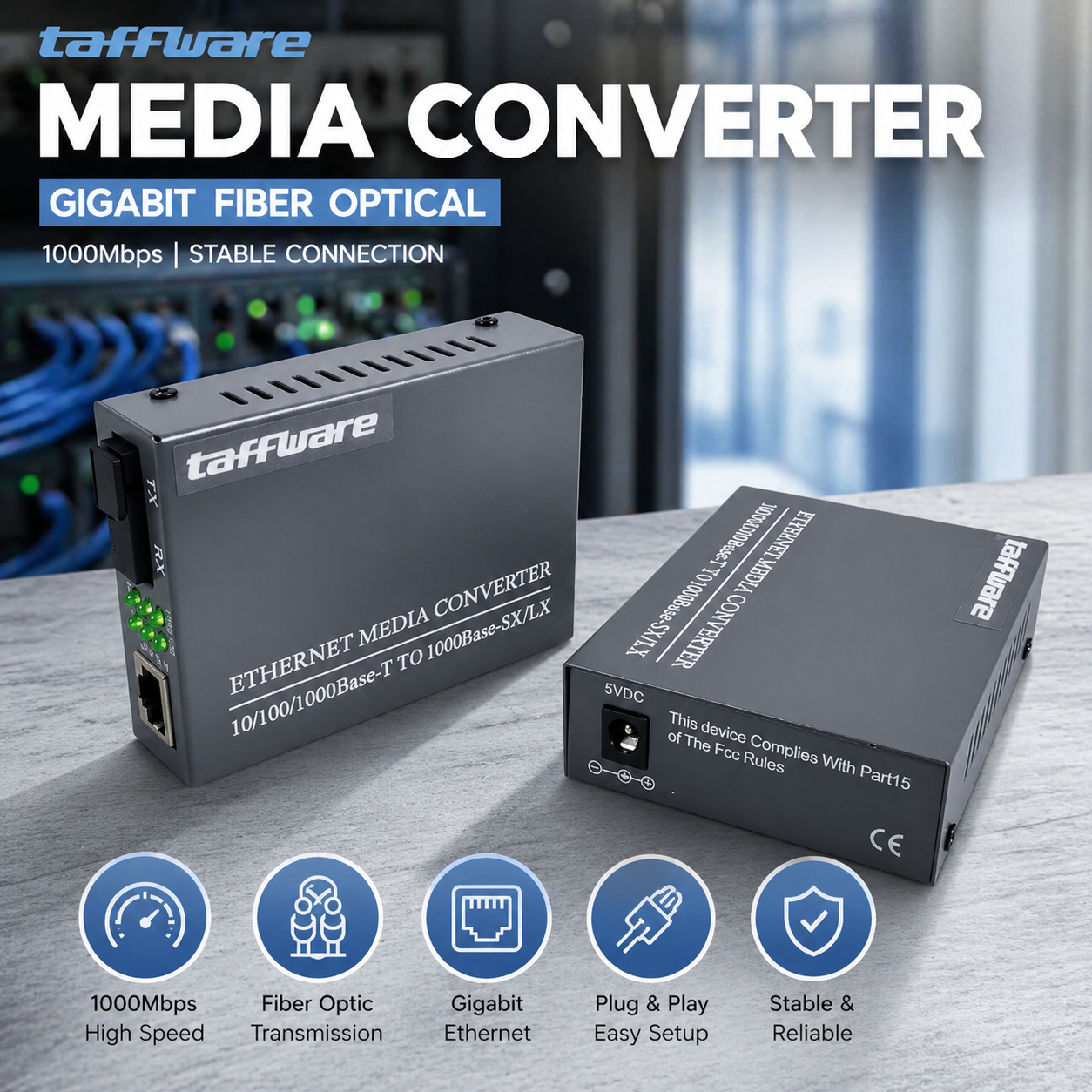 Taffware Gigabit Fiber Optical Ethernet Media Converter 1000Mbps - HTB-GS-03AB Gambar produk Taffware Gigabit Fiber Optical Ethernet Media Converter 1000Mbps - HTB-GS-03AB - Utama