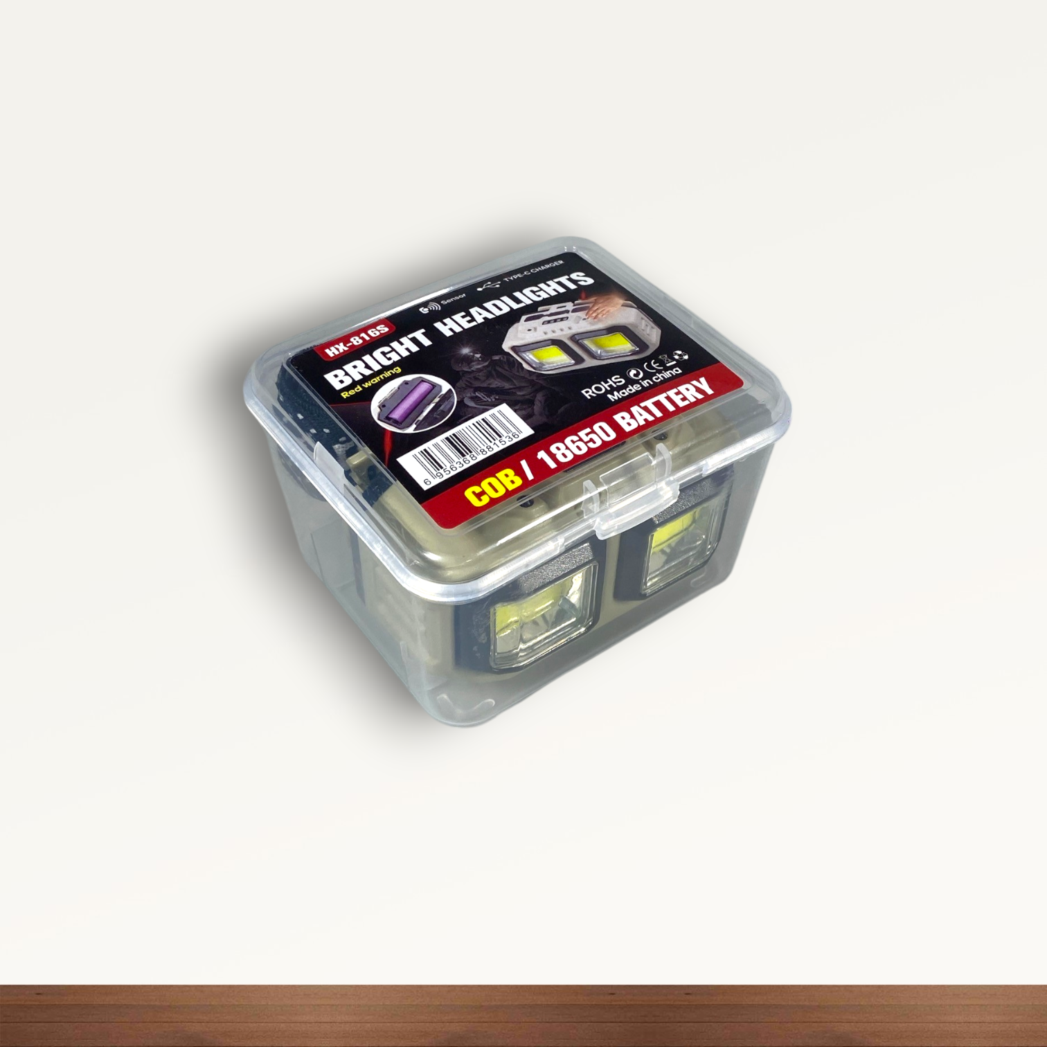 Htomaza Senter Kepala Headlamp LED COB Smart Sensor 300 Lumens 1200mAh - HX-816S Gambar produk Htomaza Senter Kepala Headlamp LED COB Smart Sensor 300 Lumens 1200mAh - HX-816S - Kemasan