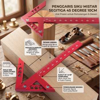 Rheeros Penggaris Siku Mistar Segitiga Center Finder 45 Degree 10cm - RH87