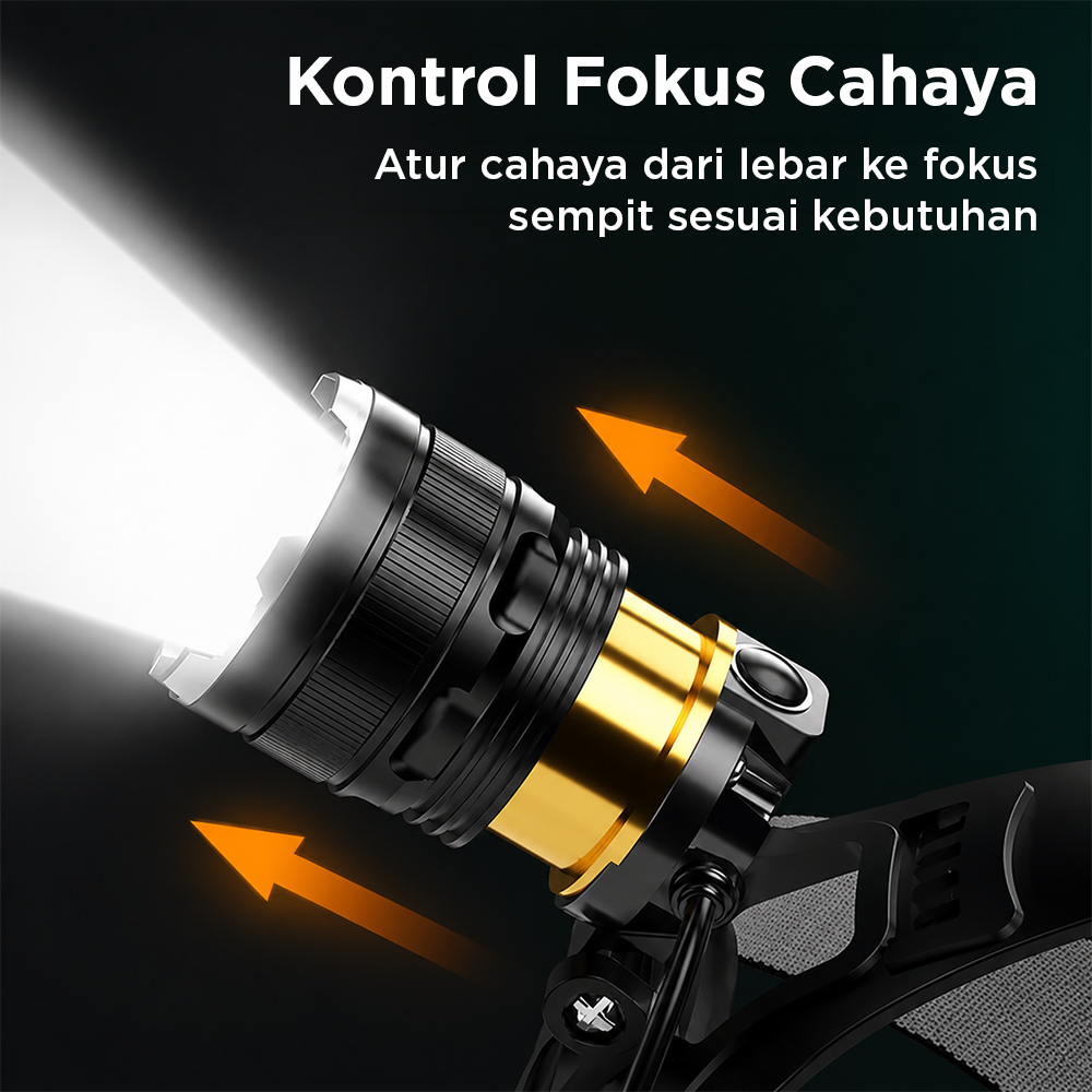 XIWANG Senter Kepala Headlamp LED XHP50 Rechargeable IPX4 20W - HP35 Gambar produk XIWANG Senter Kepala Headlamp LED XHP50 Rechargeable IPX4 20W - HP35 - 3