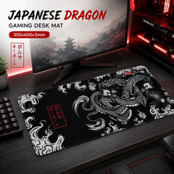TaffGEAR Mouse Pad Gaming Japanese Dragon Desk Mat 300x600x3mm - M35