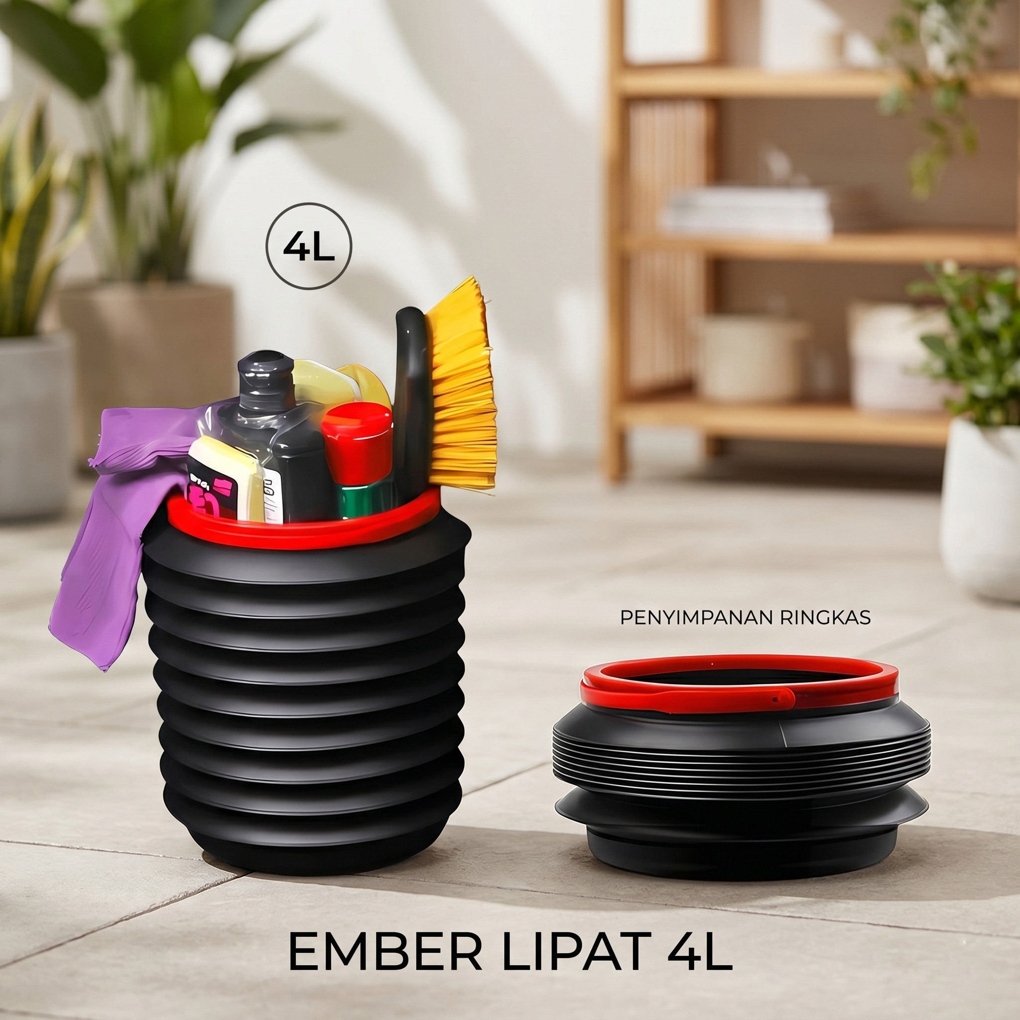 Deshunage Ember Lipat Water Bucket Storage Bucket Dustbin Portable 4L - 001 Gambar produk Deshunage Ember Lipat Water Bucket Storage Bucket Dustbin Portable 4L - 001 - Utama