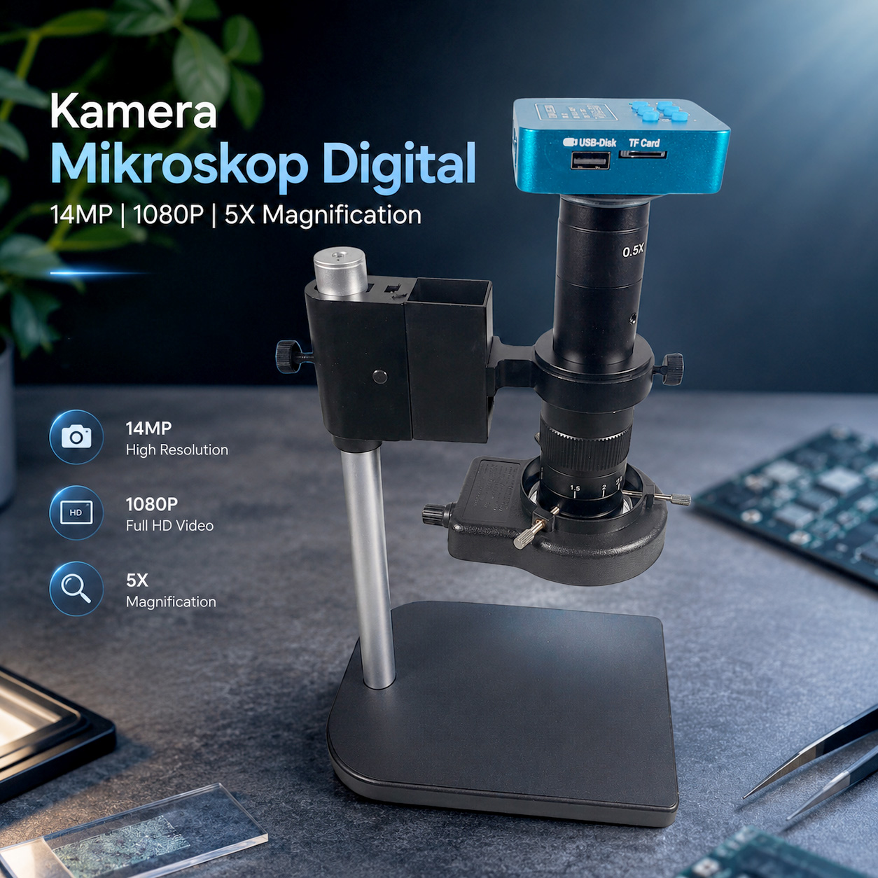 HAYEAR Kamera Mikroskop Industrial Digital Full HD 14MP 1080P - HY60 Gambar produk HAYEAR Kamera Mikroskop Industrial Digital Full HD 14MP 1080P - HY60 - Utama