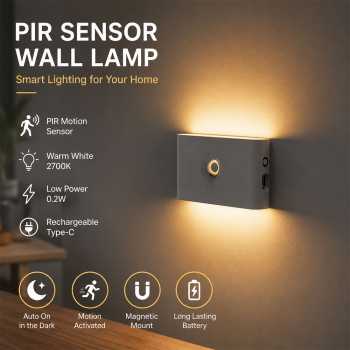 YTDMEN Lampu Dinding Hias Rumah Sensor PIR Round Warm White 2700K 0.2W - SX-SNL-A